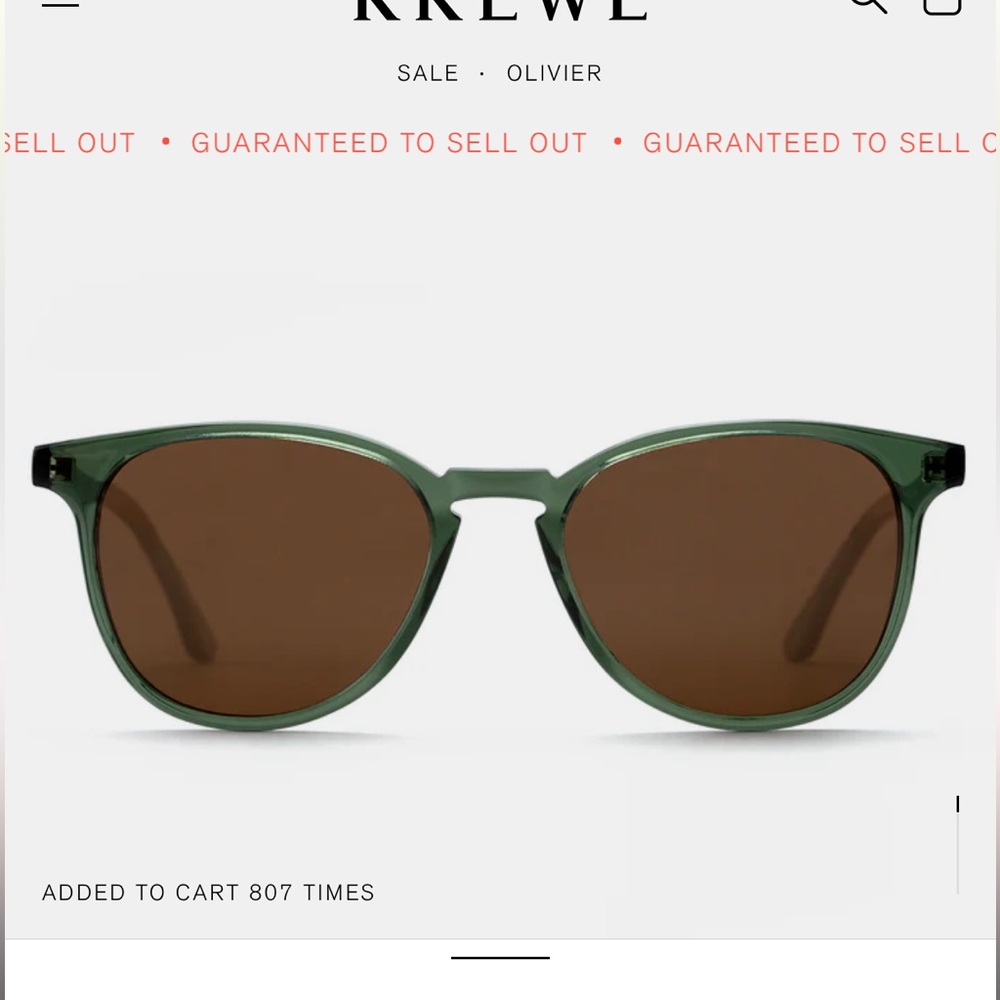 NWT: Krewe Olivier Bottle Green Polarized Sunglasses